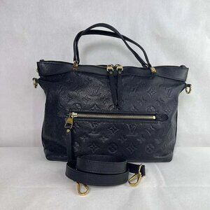 Authentic Louis Vuitton Bastille MM Black Noir Empreinte Monogram Tote Shoulder